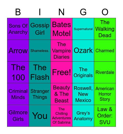 Netflix Challenge Bingo Card
