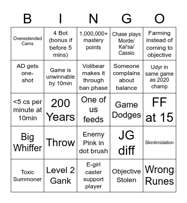 BSC LoL Bingo Card