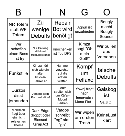 erster AQ Raid Bingo Card