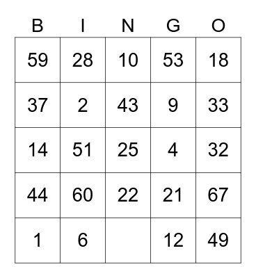 BINGO PME I Bingo Card