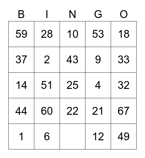 BINGO PME I Bingo Card