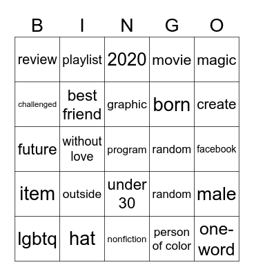 reading Bingo Card