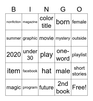 reading Bingo Card