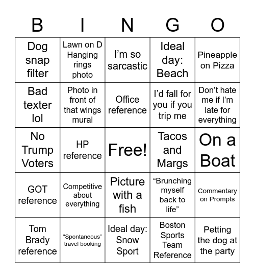 Hinge Bingo Card