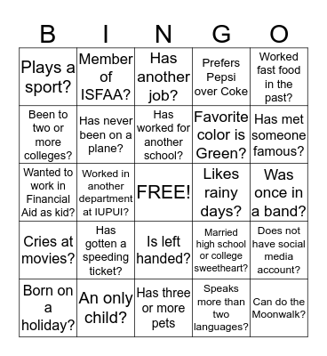 Processing/Systems Area Bingo Card
