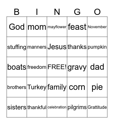 Thanksgiving Bingo Card