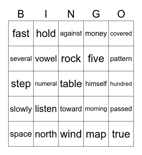 Fry 351-375 Bingo Card