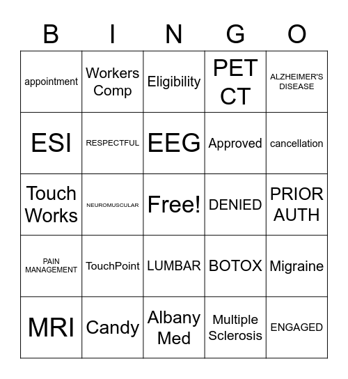 NEURO BINGO Card