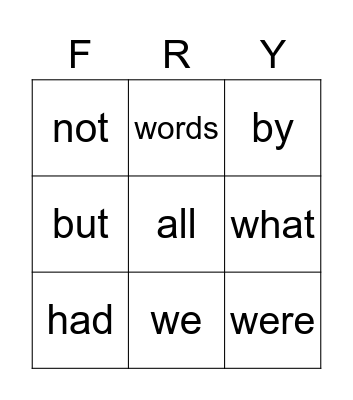 Fry 28-36 Bingo Card