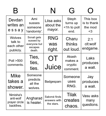 BoH wolf things. Bingo Card