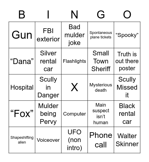 Mr. X Bingo Assignment Bingo Card