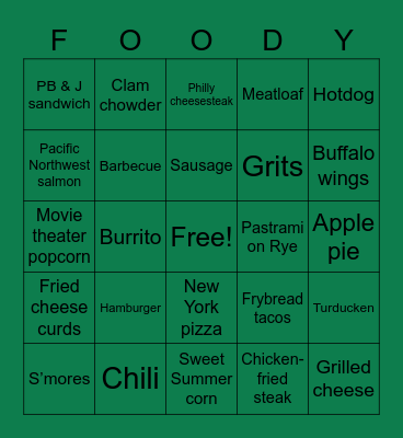 FOODIES FLOOR BINGO 2 Bingo Card