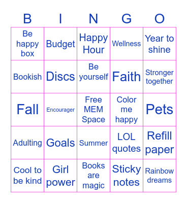 August Bingo Card