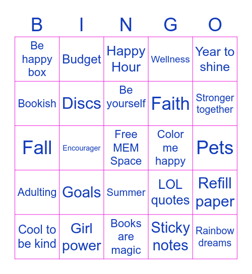August Bingo Card