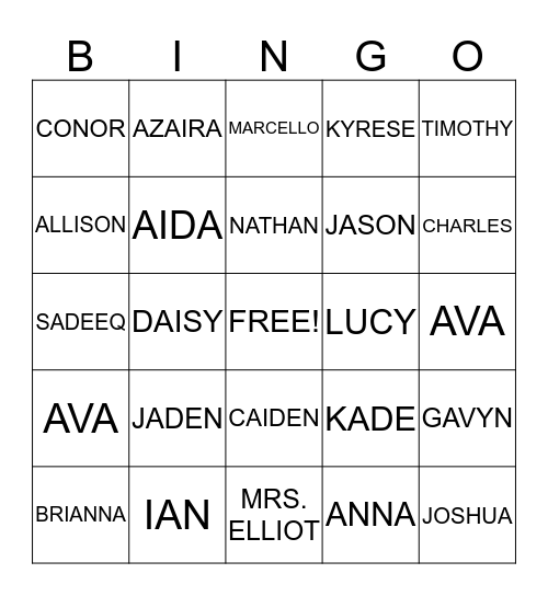 Mrs. Elliot's Halloween Bingo Card