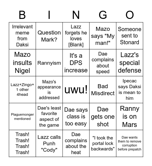 Next Pull Bingo Card