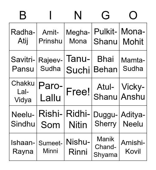 CL Jain/MC Jain Rakhi Special Bingo Card