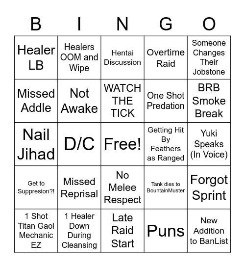 UWU Week 2 Bingo Card