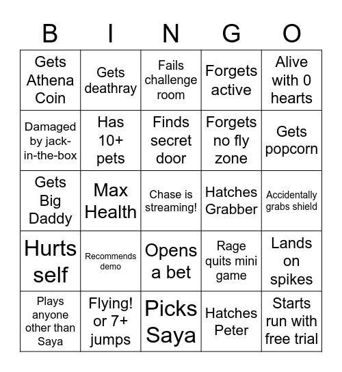 Neon Bingo Card