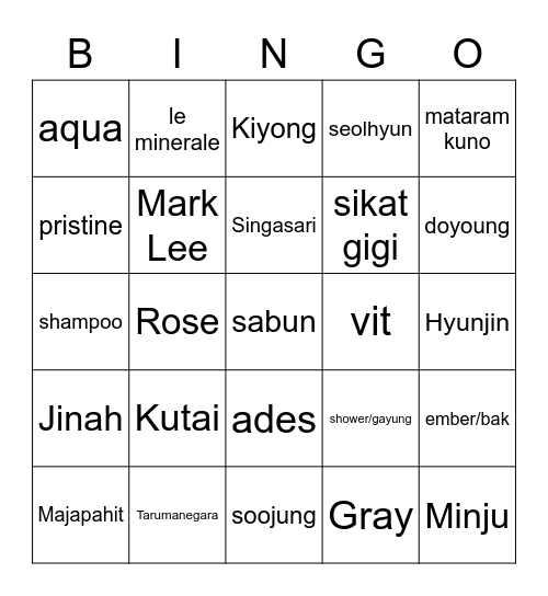 MARK LEE BEST BOY Bingo Card