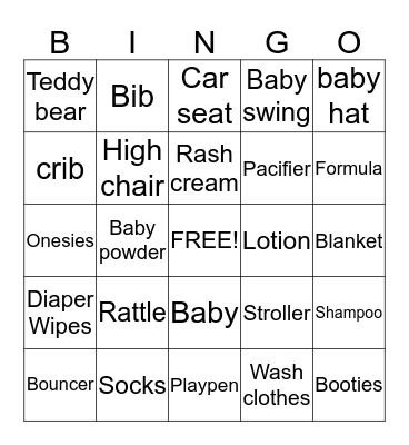 Baby Bingo Card
