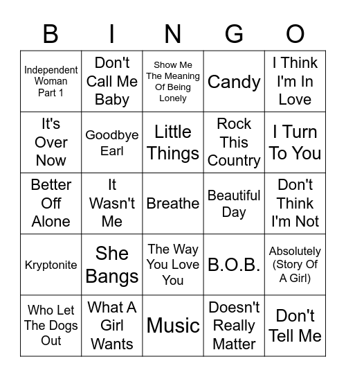 2000 - Part One Bingo Card