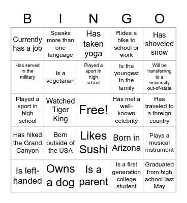 HES 210 Culture and Illness Introduction Bingo Card