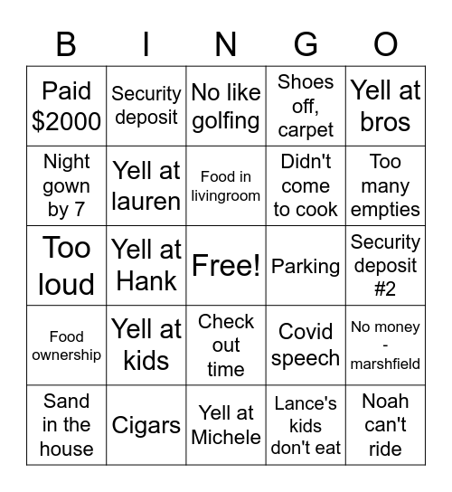 Grammy Bingo Card