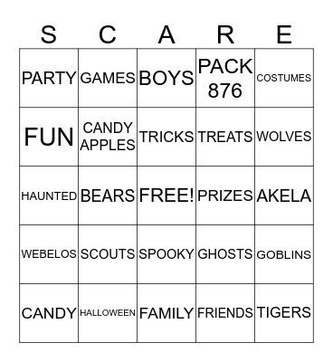 SCOUT... OR... SCARE Bingo Card