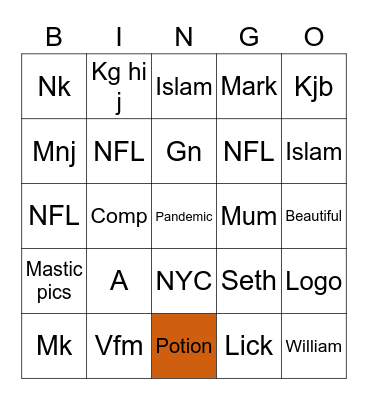 Pandemic Bingo Card