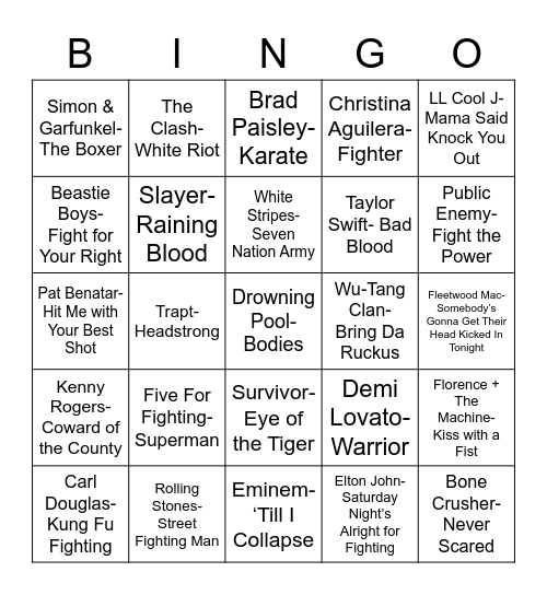 Total-Quiz.com Presents Radio Bingo: Cage Match Bingo Card