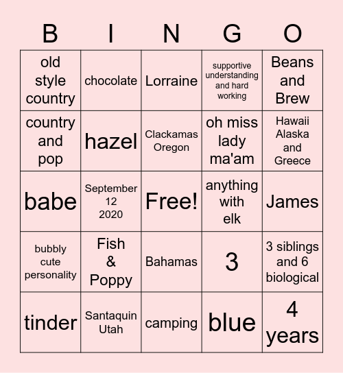 Get to know Jessica and Christian Bingo Card