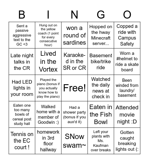 Hathaway Bingo Card