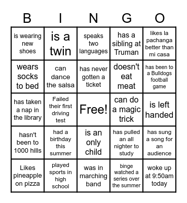 Untitled Bingo Card