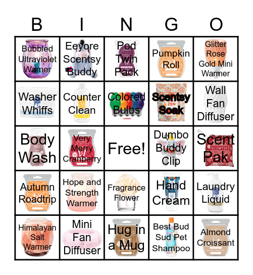 Scentsy Pop-Up Shop Bingo Card