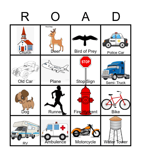 Road BINGO Card