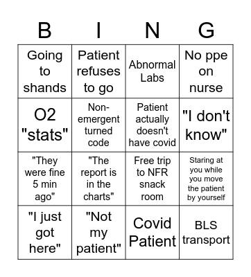 Nursing Home Bingo Card