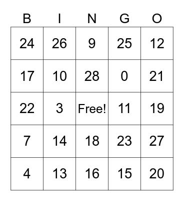 STOP Division Bingo Card