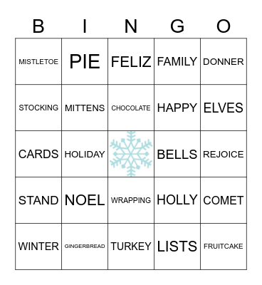 Winter Wonderland Bingo Card