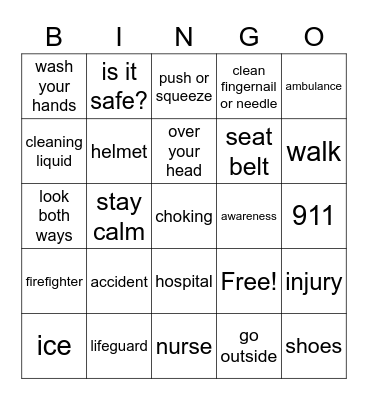 First Aid Bingo Card