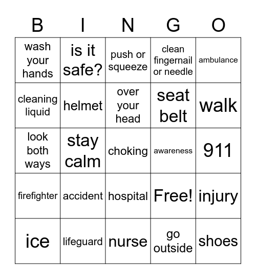 First Aid Bingo Card