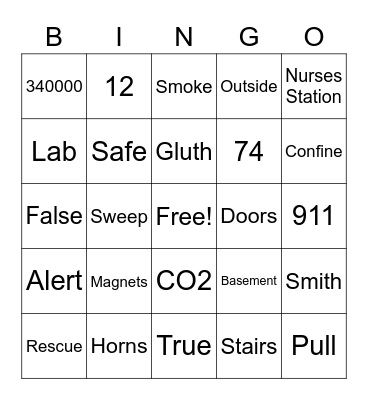 Fire Safety Bingo Card