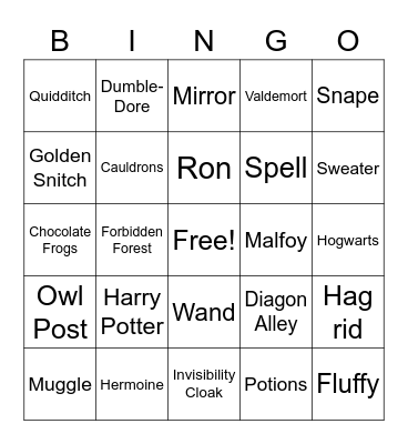 Harry Potter and the Sorcerer's Stone Bingo Card