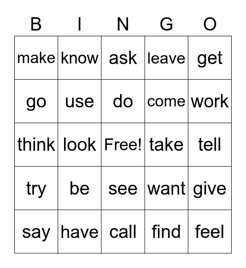 Sight Words Bingo Card