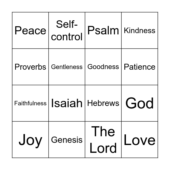 fruit of the spirit bingo  Bingo Card