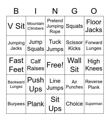 FITNESS BINGO Card