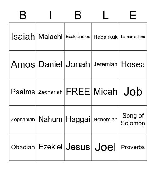 Old Testament Survey Part II Bingo Card