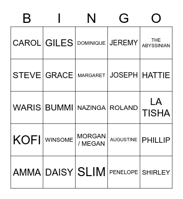 GIRL, WOMAN, OTHER Bingo Card