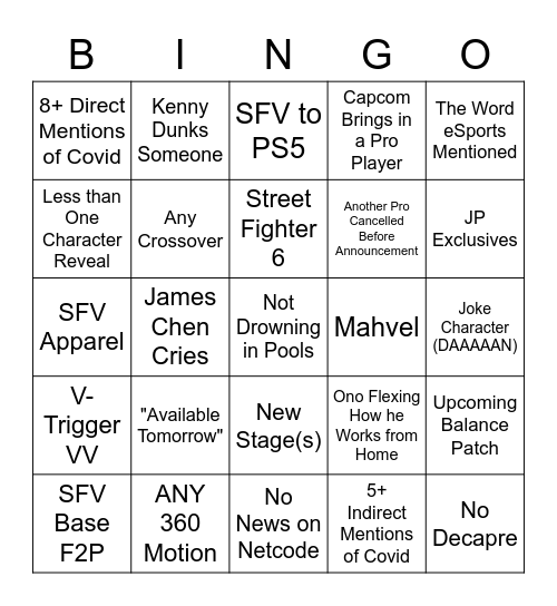Capcom Announcement! Bingo Card
