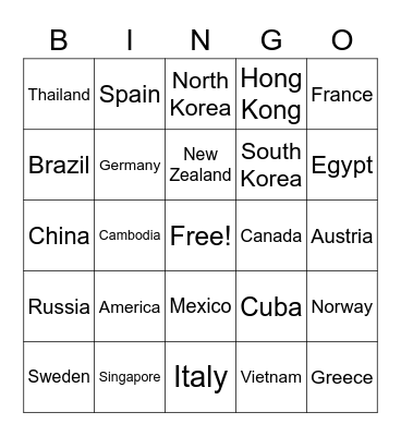 CITY WORLD Bingo Card